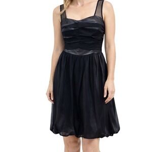 BCBGeneration Dress Black Sweetheart Bubble Hem Ruched Mesh Party Chic‎